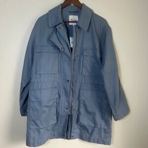 NWT Oversized Madewell Military Jacket Sz M Blue Herringbone Utility Field Coat